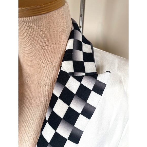 Love McNicoll Celine Chess Black and White Checkered Blazer Size Medium - Picture 8 of 12